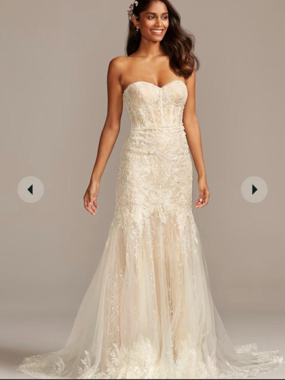 Melissa Sweet Strapless Lace-Embroidered Ivory Wedding Gown
